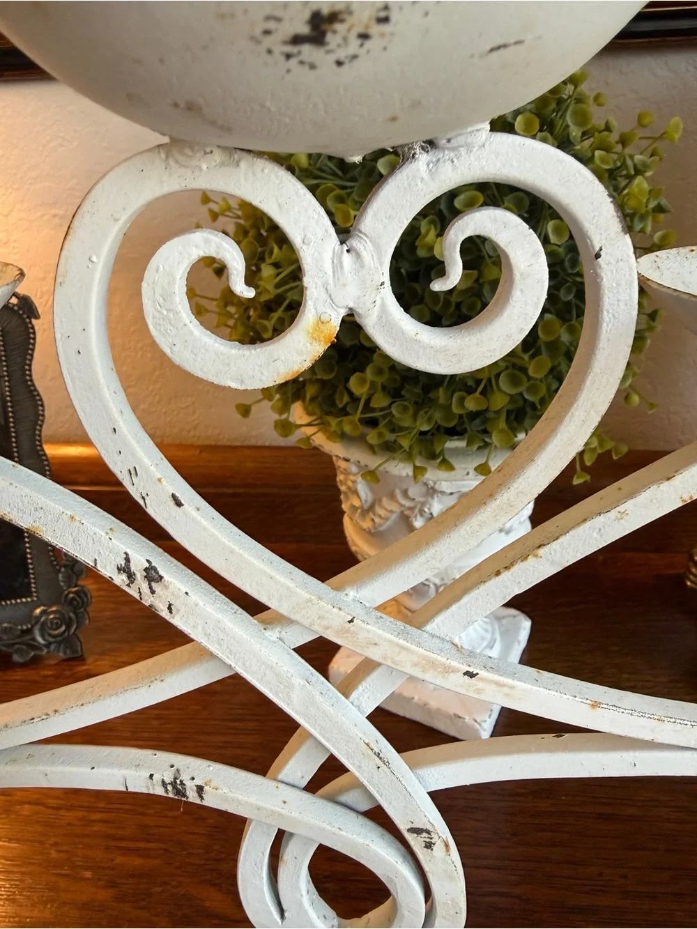 Vintage Cast Iron White Farmhouse 5-Arm Candle Holder with Genuine Patina